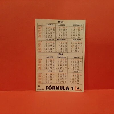 VINTAGE 1985 GERHARD BERGER Rookie Pocket Calendar Card- AUSTRIA FORMULA 1 - Image 1 of 2