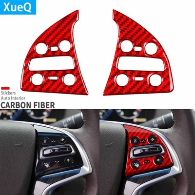 Cubierta de botón interior de fibra de carbono roja del volante para Cadillac XTS 2013-2019 Foto 1 de 4