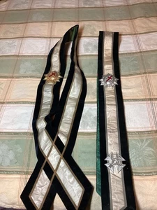 2 Knights Templar Vintage Sashes with Badges Freemasonry Masonic - Picture 1 of 9