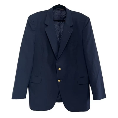 Blazer Abrigo Deportivo Vintage English Manor Azul Marino Gabardina 2 Botones Dorados 46L Foto 1 de 4