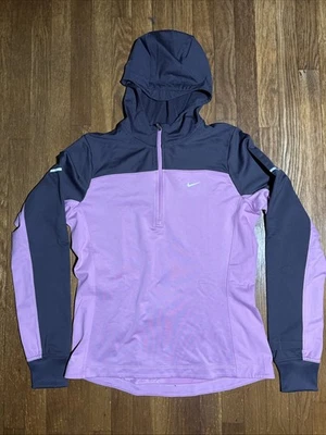 Nike Dri Fit Running Running 1/4 Zip Hooded Fleece Lined Shirt - Medium - Image 1 of 3