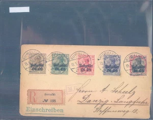 ALEMANIA 1916 cubierta registrada a Danzig SUWALKI sobreimpresión - Imagen 1 de 2
