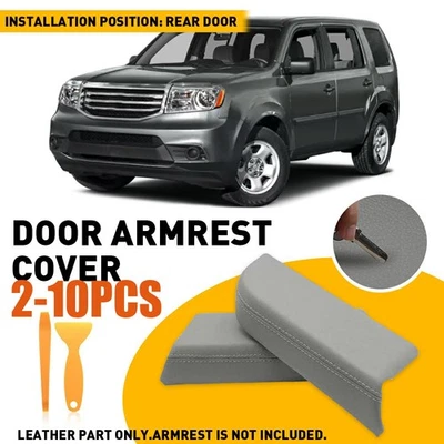 Fits For 2009-2015 Honda Pilot Rear Door Panels Leather Armrest Cover Gray4-20x - Image 1 of 4
