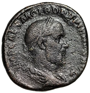 Pupienus Sesterz "Porträt / Sieg mit Kranz und Palme" Rom - Bild 1 von 5