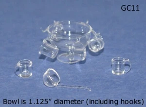 Dollhouse Miniature Blown Glass Punch Bowl Set - handcrafted in England - Picture 1 of 1
