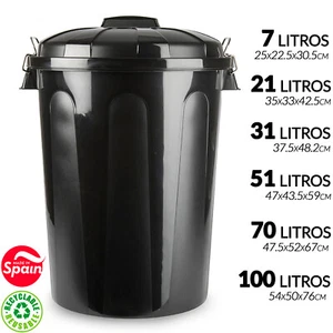 Cubo de Basura Clásico Resistente y Duradero 7 51 70 100 Litros Comunidad Casa - Imagen 1 de 9