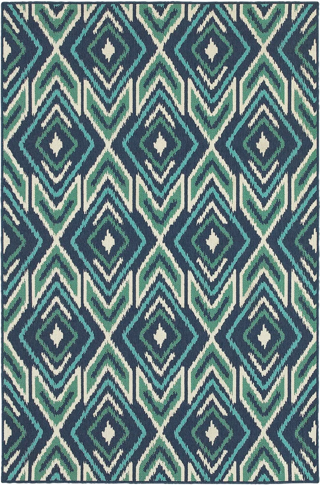 Alfombra contemporánea geométrica Sphinx azul marino líneas diamantes chevrones flechas 2209B Foto 1 de 1