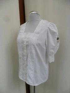 Rose Blusen - Trachtenbluse - weiß mit Spitze und Stickerei - Größe 42 - Vintage - Bild 1 von 11