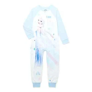 Disney Frozen Elsa Long Sleeve Fleece Sleeper Blanket Pajama Girl Size 6/6X - Picture 1 of 1