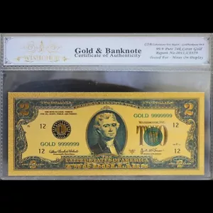 Gold 2003 $2 Two Dollars Banknote Collectible with Bag & Certificate - Picture 1 of 2