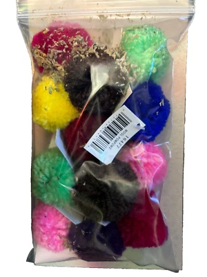Votoys Vo-Toys 1.5" Pom Poms catnip drenched Balls 12 PACK cat toy. Colors vary - Image 1 of 2
