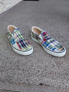 SPERRY TOP-SIDER MADRAS PATCHWORk SLIP-ON BOAT SHOES - Size 8 M - EXCELLENT - Picture 1 of 5