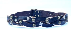 Autentico JOED - Borchie in ottone argento 100% pelle marrone cioccolato misura 34 - Foto 1 di 11