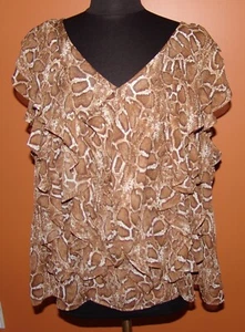 Marc Bouwer Animal Snake Reptile Print Layered Ruffled Blouse Plus 3X - Picture 1 of 6