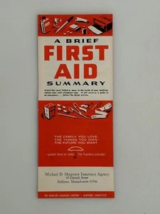 Vintage The Travelers Insurance Company “A Brief First Aid Summary” Pamphlet - Picture 1 of 3