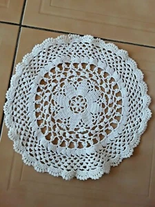  NAPPERON ANCIEN coton blanc crochet  26 cm@@OLD - Picture 1 of 2