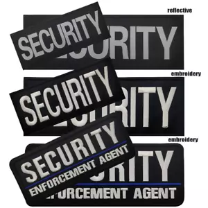 Big Size Embroidered Reflective SECURITY Hook Loop Patch Emblem Fastener Badge - Picture 1 of 15