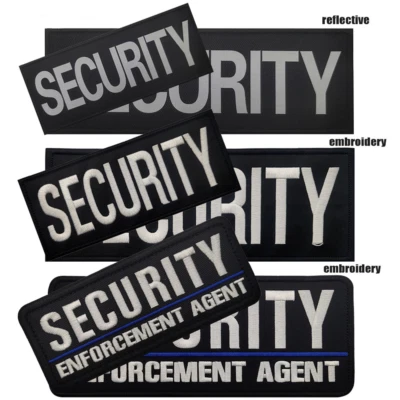 Big Size Embroidered Reflective SECURITY Hook Loop Patch Emblem Fastener Badge - Image 1 of 4