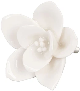 Clayre & Eef 61916 Botón Puerta Flores Ø 5,5 cm Beige Cerámica - Imagen 1 de 2
