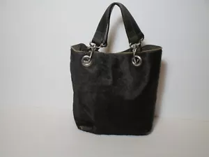 Bolso con cubo MAURIZIO TAIUTI de cuero pony piel de becerro marrón oscuro hecho en ITALIA - Imagen 1 de 11