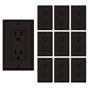 Outlet Socket, Decora Duplex Receptacle 15 Amp, Tamper Resistant，Brown，10Pack - Picture 1 of 7