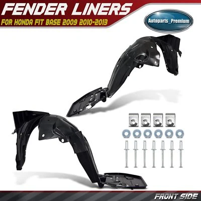 2x Front Inner Black Fender Liner w/Insulation Foam for Honda Fit Base 2009-2013 - Image 1 of 4