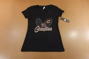 Cleveland Cavaliers GIII For Her Womens Small Black Short Sleeve V Neck Tee NWT - Picture 1 of 10