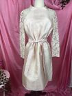 vintage 60s Lee Claire NY Pink Cream Lace Dupioni polyester dress M/L