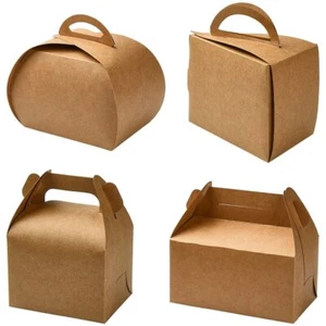 40x Brown Kraft Paper Cake Boxes Cupcake Container Gable Boxes Party Faver Gift - Picture 1 of 8