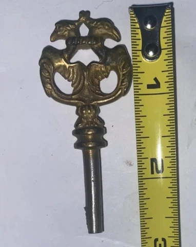 Antique Skeleton Key GENUINE w/ Brass Bow Mystical Flying Creatures From Paris Cover