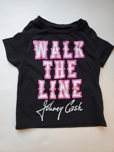 Camiseta Johnny Cash Niñas Manga Corta Negra Gráfica 'Walk The Line' 18 Meses - Imagen 1 de 4