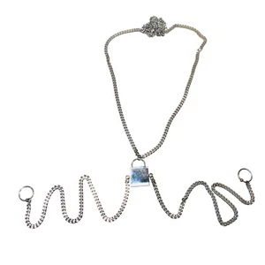 (Lock) Half Body Chain Necklace to Nipple Surgical Steel 316l Nickle Free(B/5/6) - Picture 1 of 2