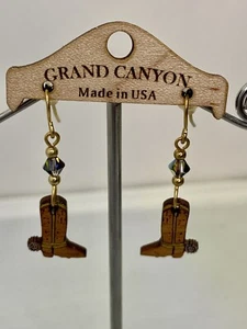 Grand Canyon Holz Cowboystiefel Ohrringe 1" lang Handarbeit in USA - Bild 1 von 10