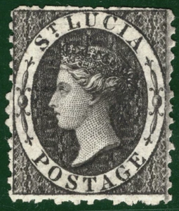 ST LUCIA QV Classic Stamp SG.11a (1d) Intense Black WMK VARIETY Mint  PIBLUE17 - Picture 1 of 6