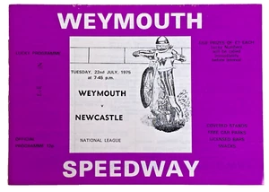 Programa Weymouth Wizards v Newcastle Diamonds Speedway 22/7/75 - Imagen 1 de 5