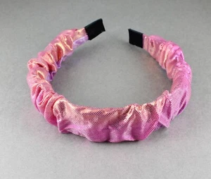 pink orange iridescent headband hair band scrunched shiny ombre mermaid colors - Picture 1 of 7