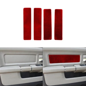 4pcs Red Carbon Fiber Door Side Door Panel Trim For Dodge Ram 1500 2009-2012  - Picture 1 of 18