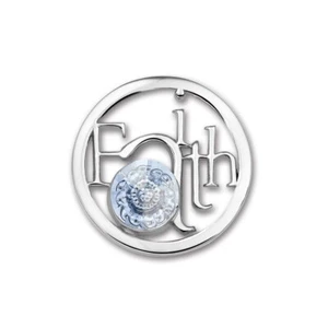 NEW & RARE MI MONEDA SW-FAI-41-L "FAITH" ICE BLUE Swarovski Crystal Coin Charm - Picture 1 of 8