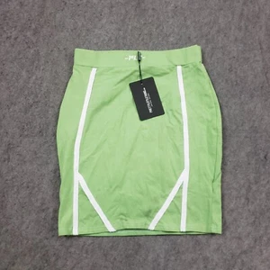 NEW PrettyLittleThing Skirt Womens Small Green White Mini Bodycon Pencil Ladies - Picture 1 of 9