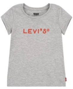 Levi's Little Girls Short Sleeve Logo T-Shirt - Light Heather Gray Size 6 - Picture 1 of 6