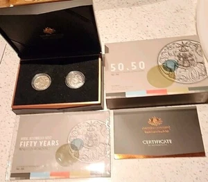 2015 Two Coin 50:50 SET'C'mintmark 50c & 1966 Silver 50c BENEFIT RESPECTO BOOKLT - Bild 1 von 24