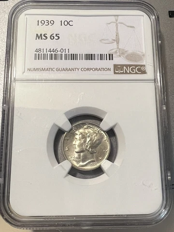 1939-P  Mercury SILVER Dime —  NGC  MS65  Certified Genuine Collector Coin Cover