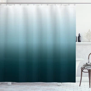 Ombre Shower Curtain Teal Shades Design Print for Bathroom - Picture 1 of 8