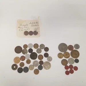 Vintage Foreign Coin & Token Lot of 40+, Estate Cleanout, LOOK - Picture 1 of 4