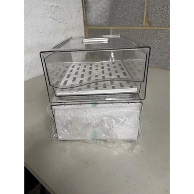 Two clear Stackable Storage Drawer Organizer Container with Tray - Image 1 of 4