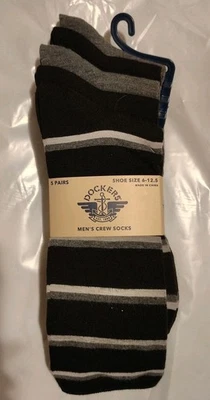 Calcetines de vestir clásicos Dockers para hombre 5 pares de rayas negras grises talla 6-12,5 Foto 1 de 4
