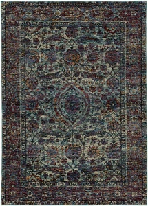 3x5 Sphinx Blue Oval Petals Leaves Bordered Area Rug 6846B - Aprx 3' 3" x 5' 2" - Picture 1 of 1
