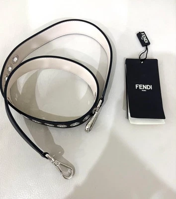 FENDI Leather Shoulder Strap Black/White 35.4in Easy to Match - Image 1 of 4