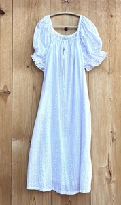 Nordstrom Seersucker langes weißes Nachthemd Gr. Large - Bild 1 von 4