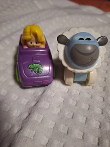 2-2009 Hasbro Playskool Wheel Pals Lamb Sheep Grey Face Blue Wheels Plastic Toy - Picture 1 of 2